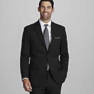 Jos A BANK Mens Blazer Sport Coat Jacket 42SR Wool Black Suit Jacket C38